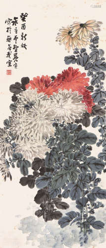 赵云壑(1874-1955) 秋菊 设色纸本 立轴