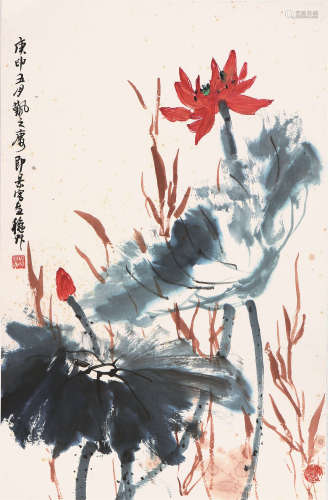 陈秋草(1906-1988) 荷花 设色纸本 镜片