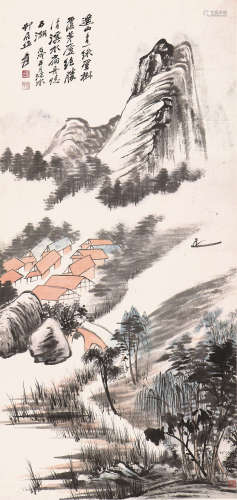 张大千(1899-1983) 溪山云树 设色纸本 镜片