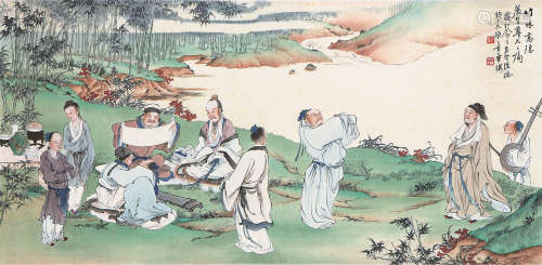 徐 操(1899-1961) 竹林高隐 设色绢本 立轴