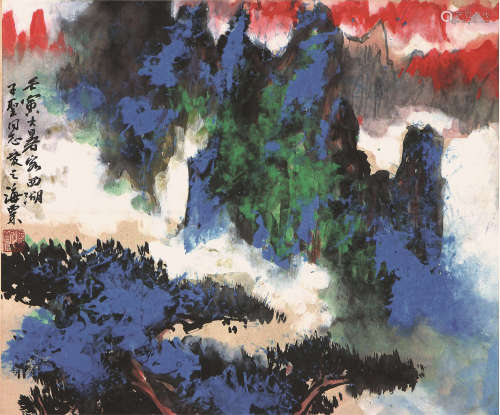 刘海粟(1896-1994) 黄山松云 设色纸本 立轴