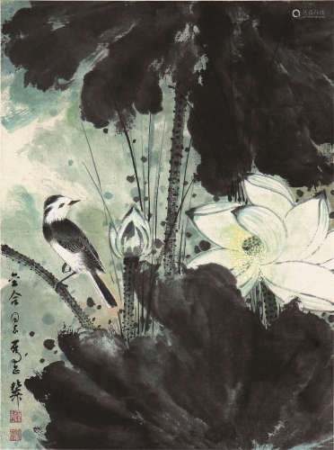 谢稚柳(1910-1997) 荷花 设色纸本 镜片