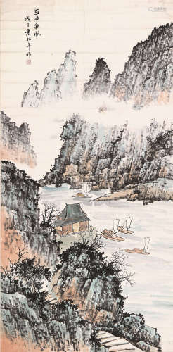 袁松年(1895-1966) 巫峡秋帆 设色纸本 镜片
