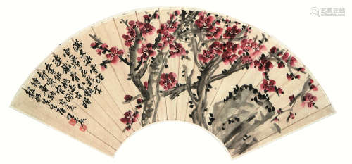 王 震(1908-1993) 梅花 设色纸本 镜框