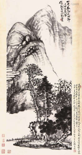 刘海粟(1896-1994) 山色秋树 设色纸本 立轴