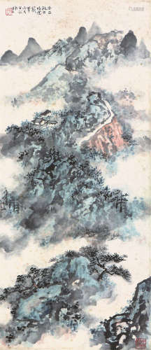 陶冷月(1895-1985) 松山图 设色纸本 立轴
