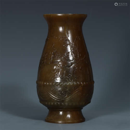 CHINESE SOAPSTONE FLOWER ZUN VASE