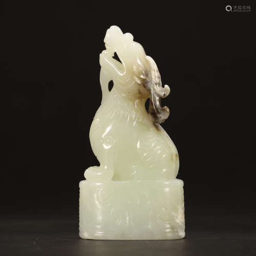 CHINESE WHITE JADE BEAST SEAL