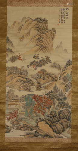 CHINESE SCROLL PAINTING OF MOUNTAIN VIEWS