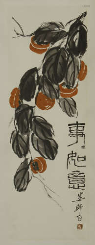 CHINESE SCROLL PAINTING OF PERSIMMON