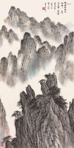 贺天健(1891-1977) 主席诗意 设色纸本 立轴