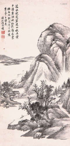何维朴(1842-1922) 柳荫待月 设色纸本 立轴