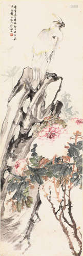 戴元俊(1912-1982) 富贵白头 设色纸本 立轴