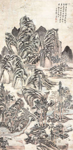 张之万(1811-1897) 秋山云壑 设色纸本 立轴
