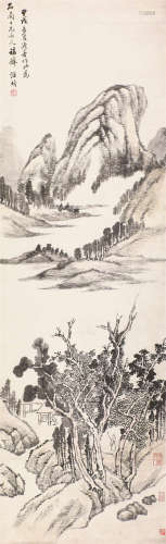汪 昉(1799-1877) 溪山访友 设色纸本 立轴
