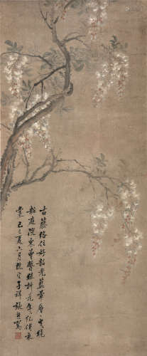 张 熊(1803-1886) 古藤韶光 设色纸本 立轴