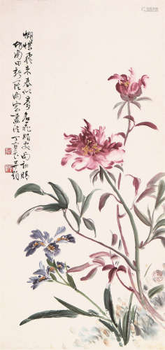 丁宝书(1866-1936) 蝴蝶兰 设色纸本 立轴