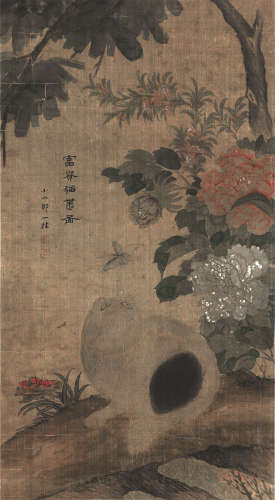 邹一桂(1688-1772) 猫蝶图 设色绢本 立轴