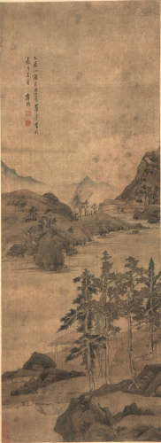 崔 瑶(1713-1811) 松山草堂 设色纸本 立轴