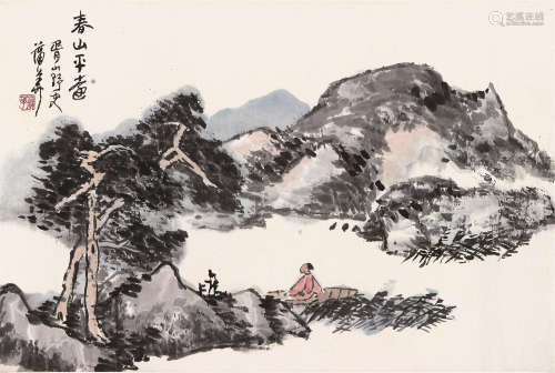 蒲 华(1839-1911) 春山平远 设色纸本 立轴