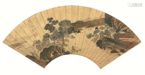 钱 谷(1508-1572) 泛舟图 设色纸本 扇片