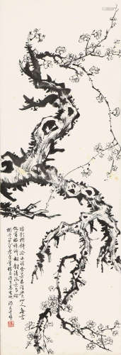 冯友兰(1895-1990) 踈影横斜 设色纸本 立轴