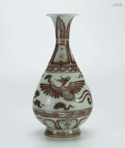 A nice painted underglazed red Yuhuchun vase