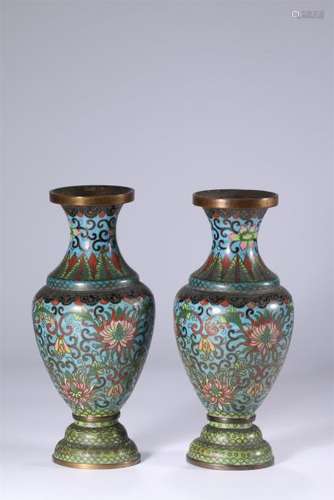 19/20th C. cloisonne floral vases