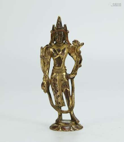 Antique gilt bronze Buddha statue