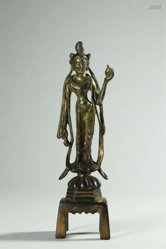 Superb gilt bronze Guanying figure