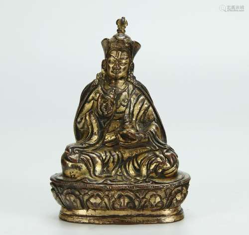 Antique gilt bronze figure of Padamasambhava