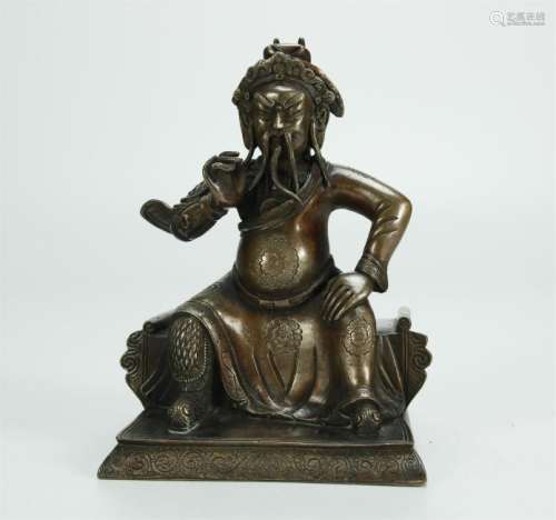 Superb bronze/silver mixed metal Guangong figure