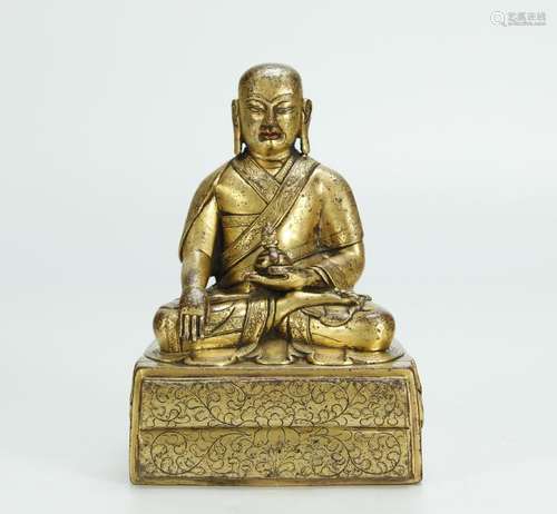 Antique gilt bronze figure of a Guru