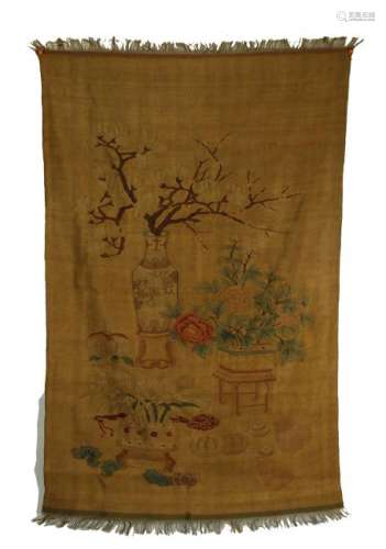 Large 19/20th C. kesi silk embroidered panel