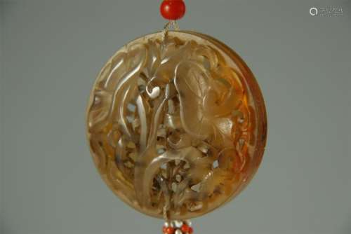 Antique agate carved pierced pomander