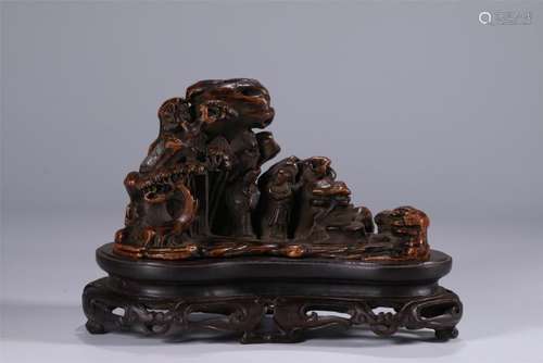 Superb 19th C. bamboo carved table ornament with wood