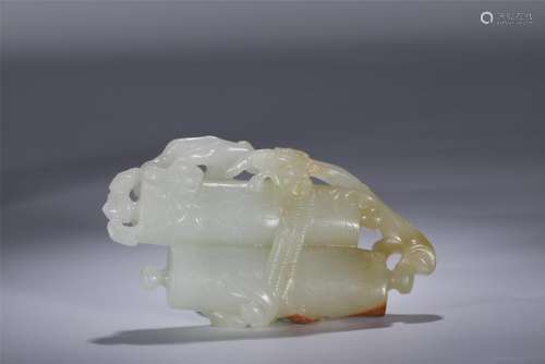 Superb white jade carved ornament