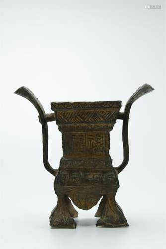 Antique carved iron incense burner, 1937 year