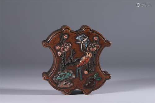 Superb Huangyang wood carved box with gemstone inlaid