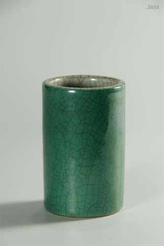 Lovely 19th C. apple green glazed cylinder vase