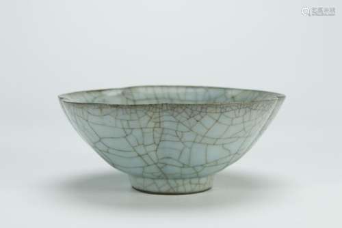 An old cracked glaze blue ground bowl