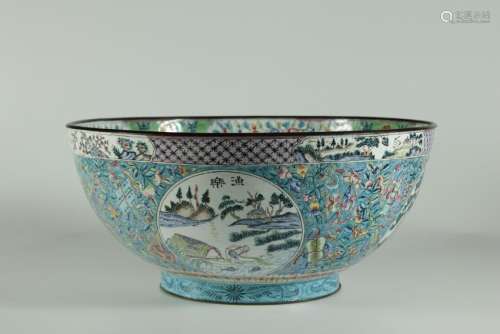 Rare 18/19th C. Peking enamel/bronze large bowl