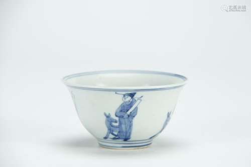 A lovely blue/white small cup, Ming mark but late