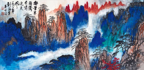 刘海粟（1896～1994） 1982年作 山水 镜片 设色纸本