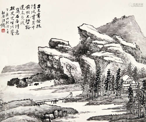 汪琨（1877～1948） 1947（丁亥）年作 山水 立轴 水墨纸本