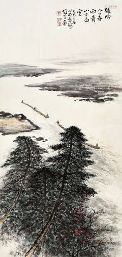 黎雄才（1910～2001） 1989（己巳）年作 绿树含春雨 镜片 设色纸本