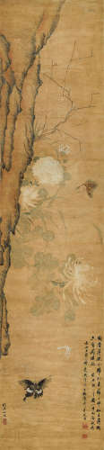 王玉燕 1793（癸丑）年作 花卉 立轴 设色纸本
