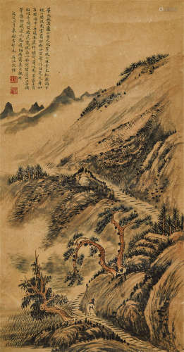 沈塘（1865～1921） 1898（戊戌）年作 山水 立轴 设色纸本