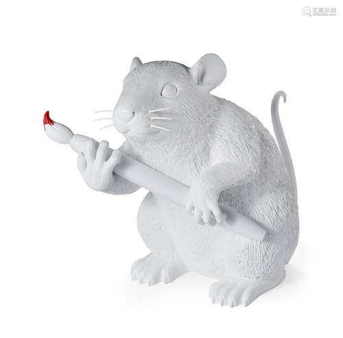 Banksy 2016年作 Love Rat 白色 宝丽石