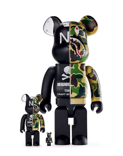 NeighborhoodBAPE®Medicom 2006年作 Be@rbrick 迷彩鲨鱼 PVC